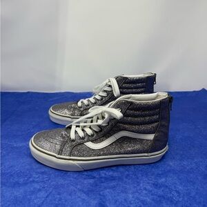EUC Vans Off The Wall Glitter Hi Top Zip Back Size 7 Junior Skate Shoes (UXOVWE)